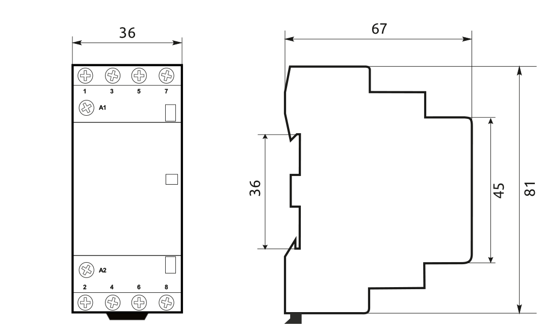 Modulárny stykač  MCF3 25A 4NO coil 230V AC