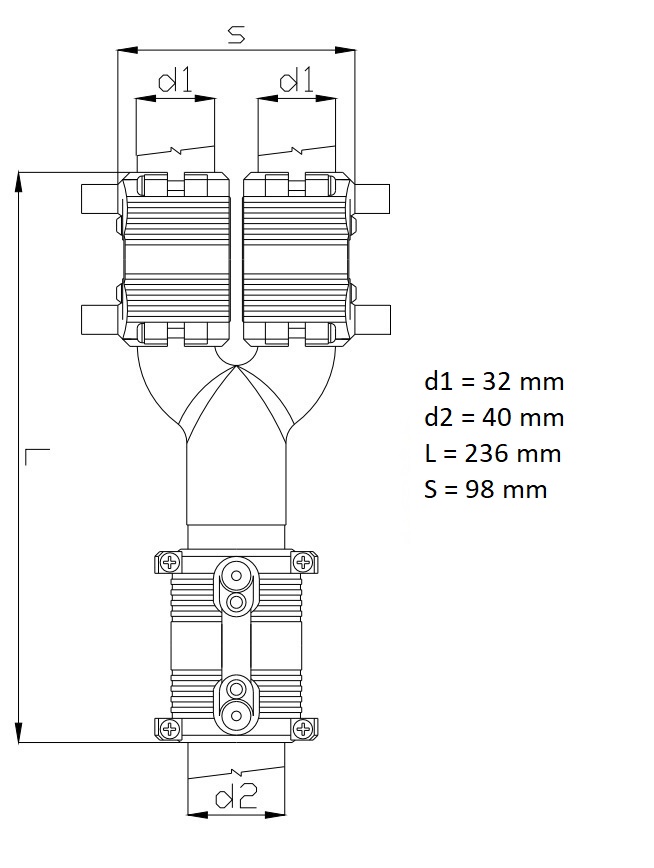 Redukcia počtu vetiev priama (32mm)