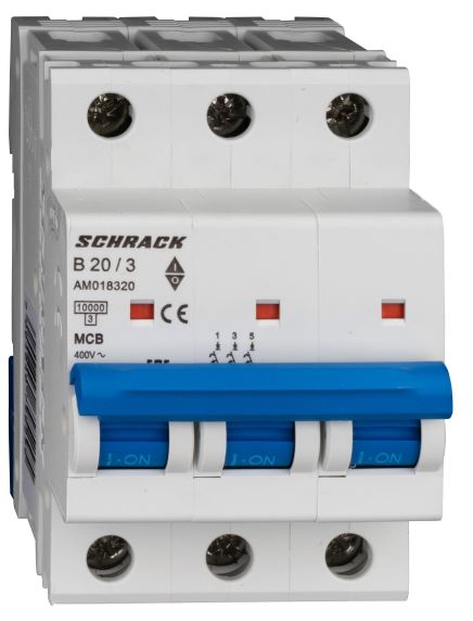 Istič B20/3 10kA, charakteristika B 20A, 3-pólový
