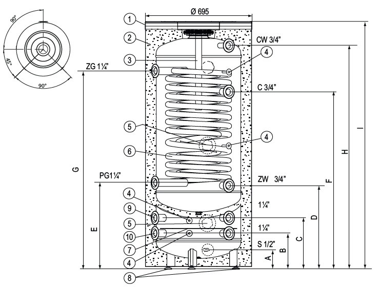 Zásobník teplej vody 300L 4,22m2 SWPC-300 Kospel