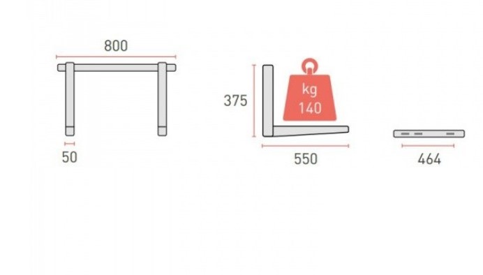 Nástenná konzola  čierna 3,5 – 5,2 kW  550x800mm, 140kg MS257N