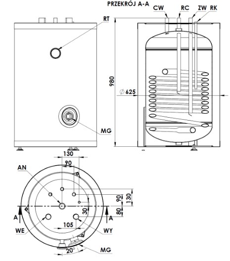 Zásobník teplej vody WGJ-S 150 MIDI TOP