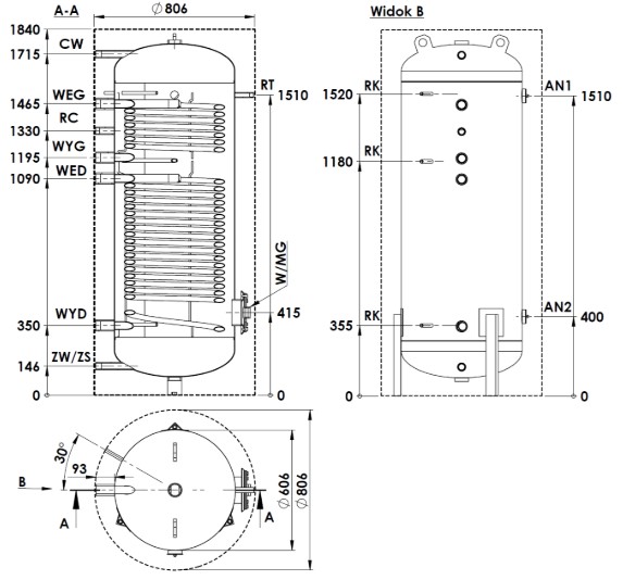 Zásobník teplej vody WGJ-PC 450 DUO