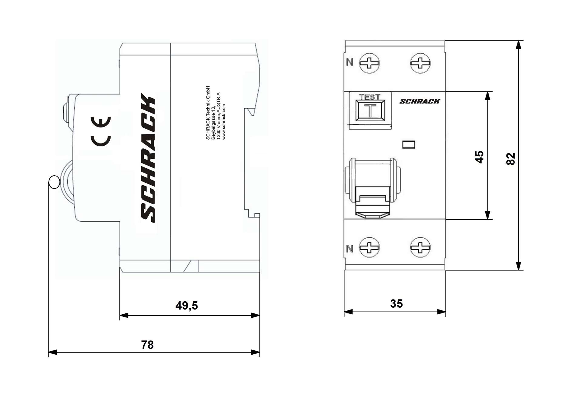 Prúdový chránič AMPARO, 25A, 2-pólový, 30mA, typ AC, 10kA