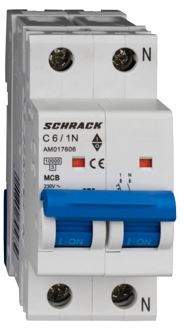 Istič C6/1N 10kA, charakteristika C 6A, 1+N