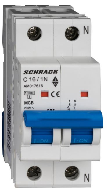 Istič C16/1N 10kA, charakteristika C 16A, 1+N