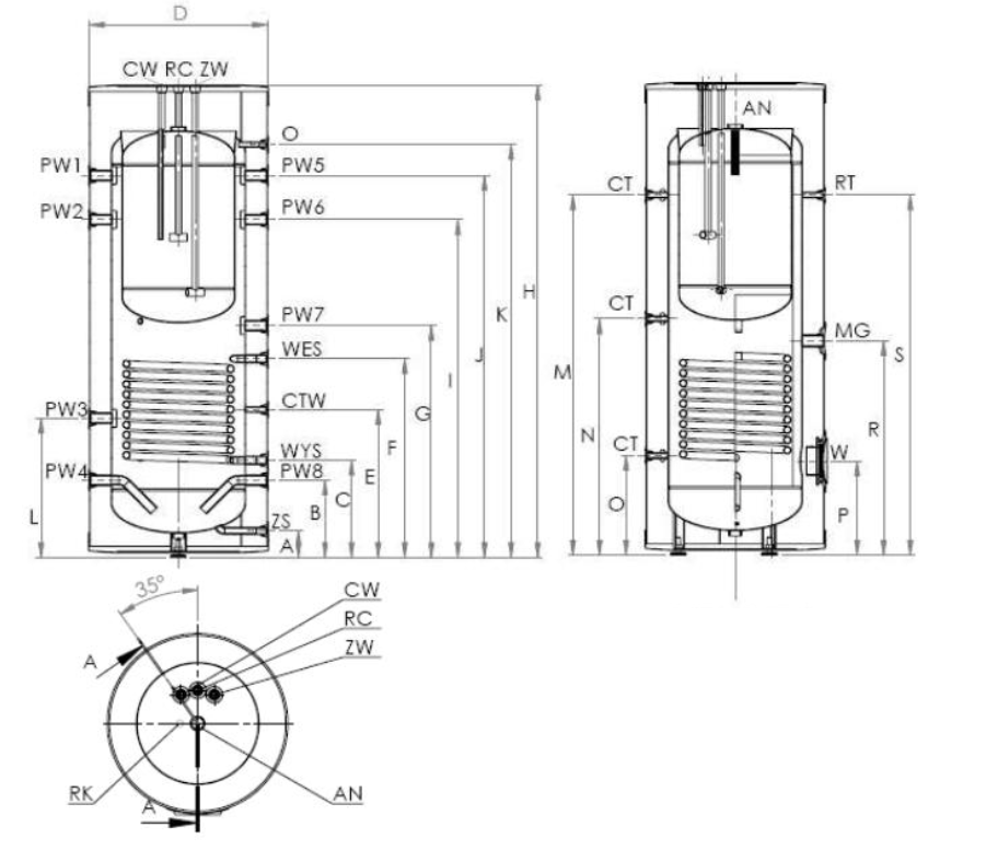 Kombinovaný zásobník s akumulačnou nádobou WGJ -B multi 700/180