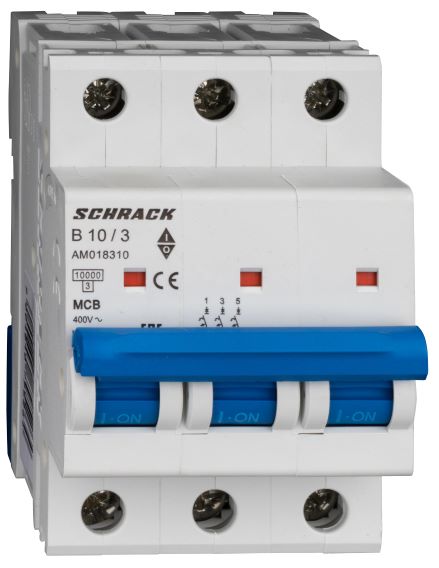 Istič B10/3 10kA, charakteristika B 10A, 3-pólový