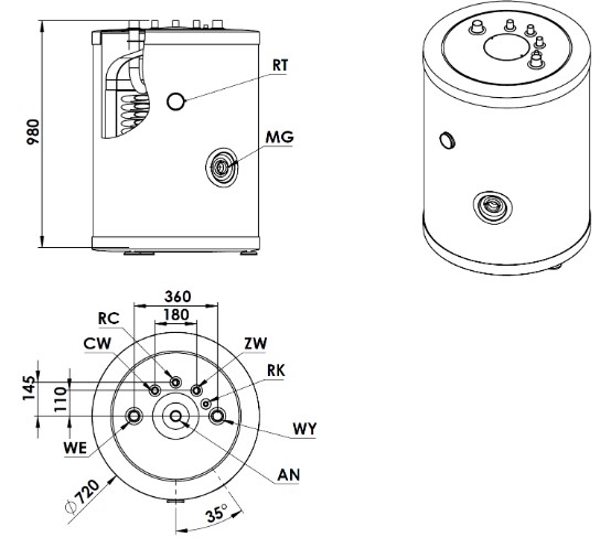 Zásobník teplej vody WGJ-S 180 MIDI TOP