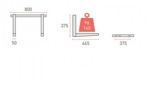 Nástenná konzola  čierna 3,5 – 5,2 kW  465x800mm, 140kg MS253N