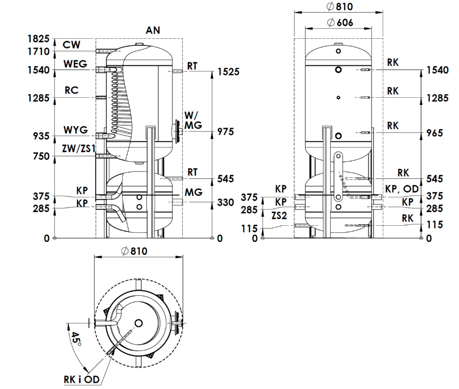 Zásobník teplej vody s akumulačnou nádobou WGJ-PCB 250-120  3,2m2